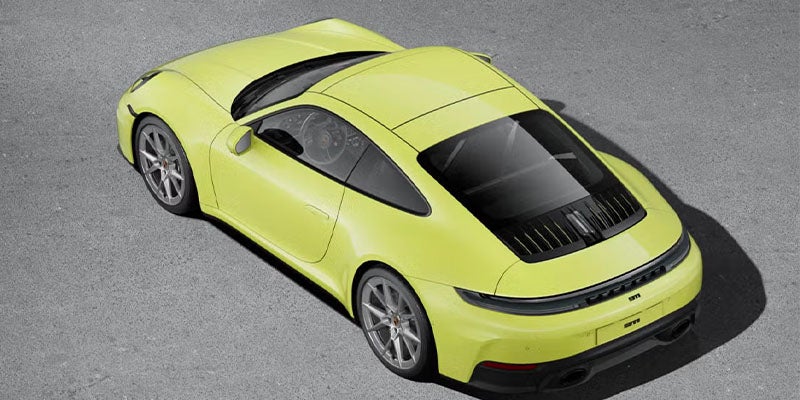 Yellow 911 Carrera Rear Arial View