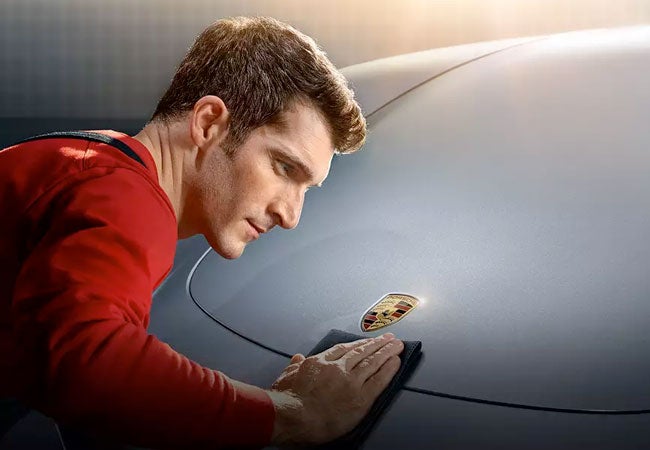 Porsche service center car cleaning