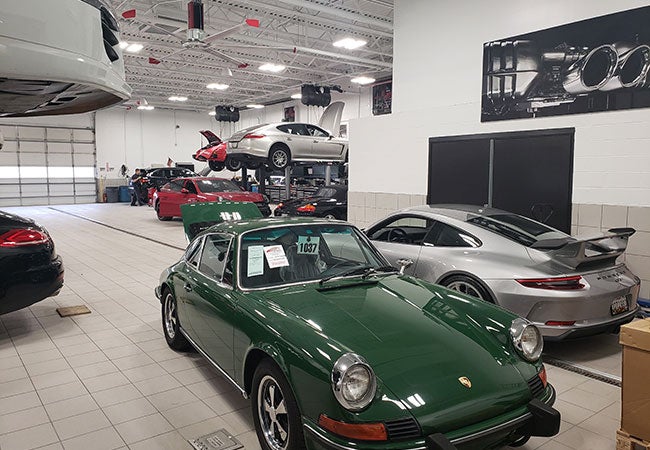 Porsche service center showroom